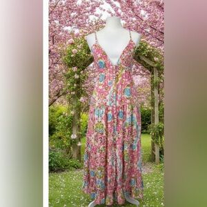 House of Harlow 1960 Pink and Blue Cut Out Maxi Dress